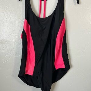 Chic Black and Pink Women's One-Piece Swimsuit